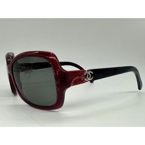 Chanel Sunglasses 5177 C.1198/3P 55-17-130 Red Burgundy - Frames Only - Picture 4 of 8